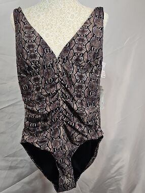 Calvin Klein Brown Snake-Print One-Piece Swimsuit Made W/effective UV Protection